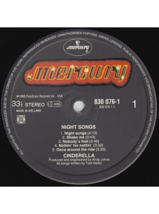 1403750	Cinderella – Night Songs	Hard Rock, Glam	1986	Mercury – 830 076-1	NM/EX+	Holland
