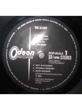1403751	T. Rex – The Slider, no OBI	Odeon – EOP-80565	1972	Odeon – EOP-80565	NM/NM	Japan