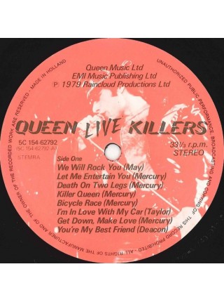 1403755	Queen ‎– Live Killers, 2lp	Hard Rock, Pop Rock, Arena Rock	1979	EMI – 1C 164-62 792/93, EMI Electrola – 1C 164-62 792/93	 EX+/EX	Holland