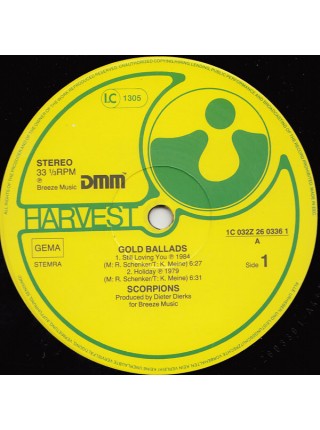 1405023		Scorpions – Gold Ballads		Hard Rock 	1984	Harvest – 1C 032 Z 26 0336 1	NM/EX+	Germany	Remastered	1984