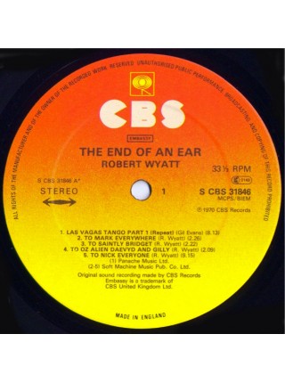 1401479		Robert Wyatt ‎– The End Of An Ear 	Jazz Rock, Avantgarde	1970	CBS - 31846	NM/NM	England	Remastered	###