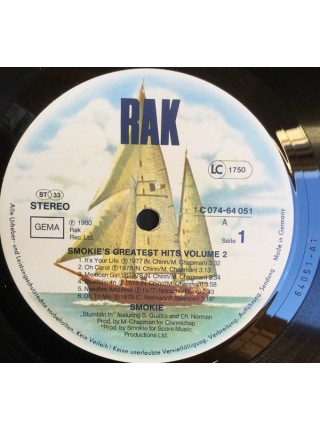 161319	Smokie – Greatest Hits Volume 2	"	Pop Rock"	1980	"	RAK – 1C 074-64051, EMI Electrola – 1C 074-64051"	EX+/EX	Germany	Remastered	1980
