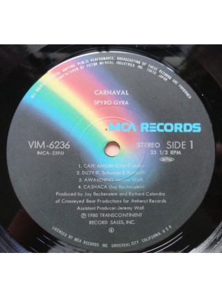 1405081		 Spyro Gyra – Carnaval		Jazz, Jazz-Rock, Jazz-Funk, Smooth Jazz	1980	MCA Records – VIM-6236	EX+/NM	Japan	Remastered	1980