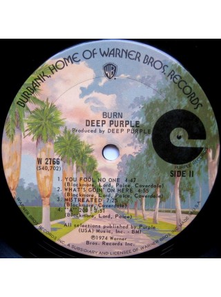 1405088		Deep Purple – Burn		Hard Rock	1974	Warner Bros. Records – W 2766, Purple Records – W 2766	EX+/EX+	USA	Remastered	1974