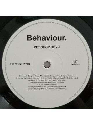 35002474	 Pet Shop Boys – Behaviour.	" 	Synth-pop"	Black, 180 Gram	1990	" 	Parlophone – 0190295821746"	S/S	 Europe 	Remastered	31.08.2018