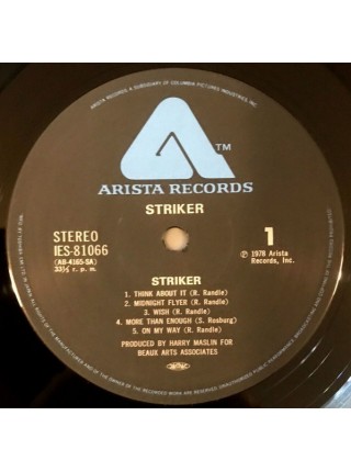 1401535		Striker ‎– Striker   Promo Copy	Glam, Hard Rock	1978	Arista ‎– IES-81066	NM/NM	Japan	Remastered	1978