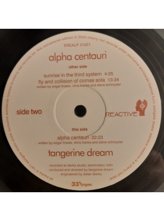 35007390		 Tangerine Dream – Alpha Centaurii  2lp  , 45rpm	" 	Krautrock, Experimental, Ambient"	Clear, Gatefold, RSD, Limited	1972	" 	Esoteric Recordings – EREALP 21021"	S/S	 Europe 	Remastered	18.06.2022