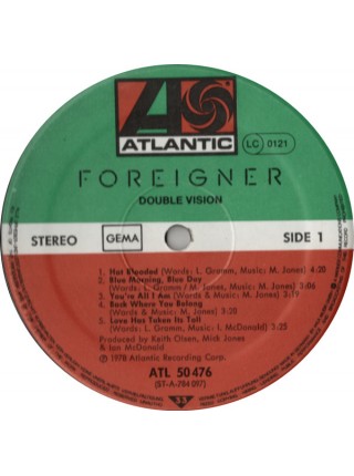 1405136		Foreigner - Double Vision		Classic Rock, Arena Rock, Hard Rock	1978	Atlantic – ATL 50 476	 NM/NM	Germany	Remastered	1978