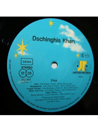 1405099		Dschinghis Khan – Viva			1980	Jupiter Records – 202 857, Jupiter Records – 202 857-315	NM/NM	Germany	Remastered	1980
