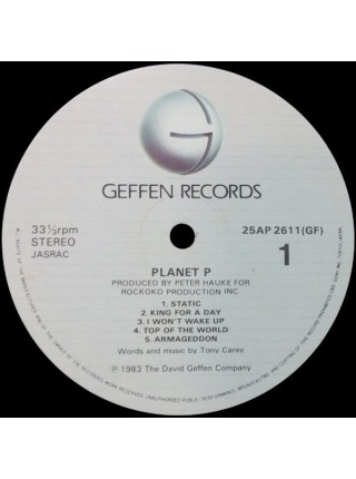 1405109		Planet P Project – Planet P Project	No OBI	Prog Rock 	1983	Geffen Records – 25AP 2611, Geffen Records – 25AP 2611 (GF)	NM/NM	Japan	Remastered	1983