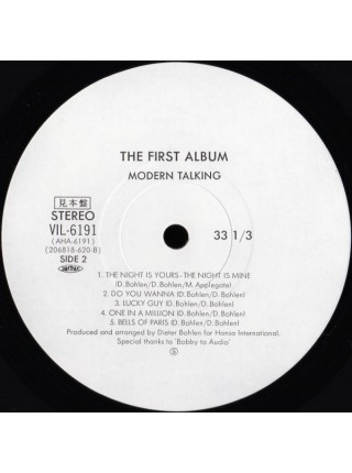 1405127		Modern Talking ‎– The 1st Album	Obi PROMO COPY	Electronic, Synth-pop, Euro-Disco	1985	Hansa – VIL-6191	NM/NM	Japan	Remastered	1985