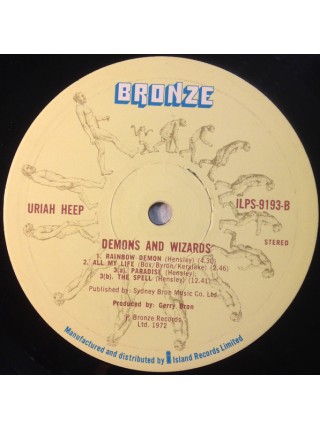 1402309	Uriah Heep – Demons And Wizards  (Re unknown)	Classic Rock	1972	Bronze – ILPS 9193, Bronze – ILPS.9193	EX/EX	England