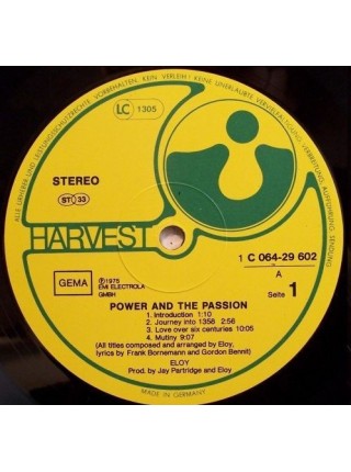 1402320		Eloy – Power And The Passion 	Krautrock, Prog Rock	1975	Harvest – 1C 064-29 602, EMI Electrola – 1C 064-29 602	EX+/EX+	Germany	Remastered	1977