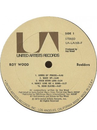 1400821		Roy Wood - Boulders	"	Rock & Roll, Pop Rock, Country Rock"	1973	United Artists Records UA-LA168-F	EX/EX	USA	Remastered	1973