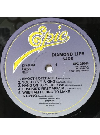 1400832		Sade – Diamond Life 	Electronic, Jazz, Funk / Soul	1984	Epic – 88985456121/1	M/M	UK	Remastered	2020