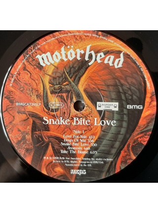 35015037	 	 Motörhead – Snake Bite Love	" 	Hard Rock, Heavy Metal"	Black	1998	" 	Murder One – BMGCAT365LP"	S/S	 Europe 	Remastered	29.03.2019