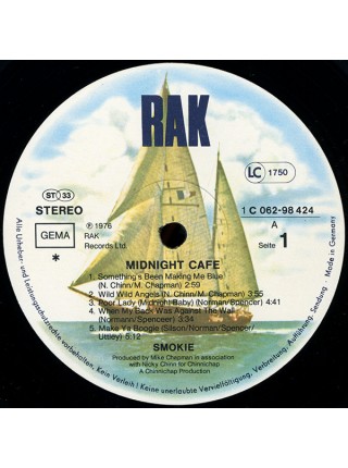 600014		Smokie – Midnight Café   		Pop Rock	1976	"	RAK – 1C 062-98 424, EMI Electrola – 1C 062-98 424"	EX/EX	Germany	Remastered	1976