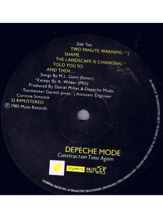 1403986		Depeche Mode ‎– Construction Time Again	Electronic, Synth Pop	1983	Mute – STUMM 13	 NM/NM-	England	Remastered	1983