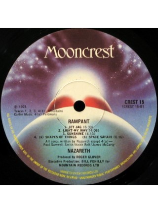 600012		Nazareth  – Rampant	"	Hard Rock, Classic Rock"	1974	"	Mooncrest – CREST 15"	NM/NM	England	Remastered	1974