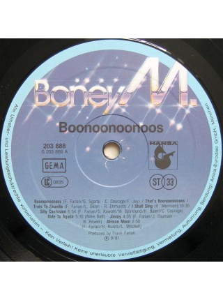 1403994		Boney M - Boonoonoonoos, Poster	Electroni, Funk/Soul, Disco	1981	Hansa – 203 888, Hansa International – 203 888-320	EX+/EX+	Germany	Remastered	1981