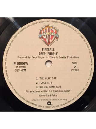 1403292		Deep Purple – Fireball  	Hard Rock	1971	Warner Bros. Records – P-6506W	NM/NM	Japan	Remastered	1979