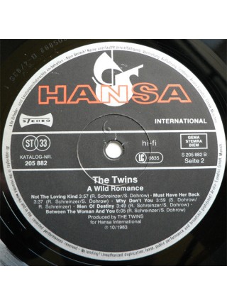 5000023	The Twins – A Wild Romance, vcl.	"	Synth-pop"	1983	"	Hansa International – 205 882, Hansa International – 205 882-320"	NM/EX+	Germany	Remastered	1983