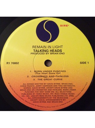 35014507	 Talking Heads – Remain In Light	" 	Art Rock, Leftfield"	Black, 180 Gram	1980	" 	Sire – R1 70802, Rhino Vinyl – R1 70802"	S/S	 Europe 	Remastered	29.03.2013