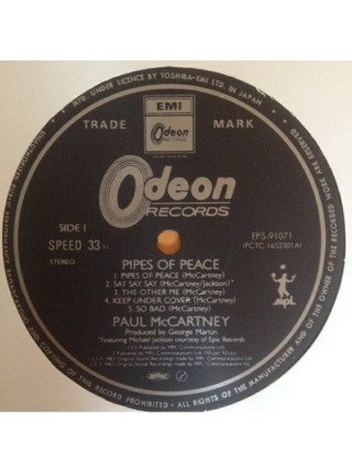 400352	Paul McCartney	‎– Pipes Of Peace (OBI, jins),	1983/1983,	Odeon ‎– EPS-91071	Japan,	NM/NM