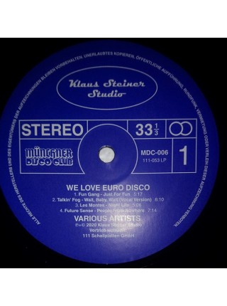 600039		Various – We Love Euro Disco Vol.1, Unofficial Release	"	Euro-Disco, Synth-pop, Italo-Disco"	2020	Klaus Steiner Studio – 111-053LP	S/S	Europe	Remastered	2020