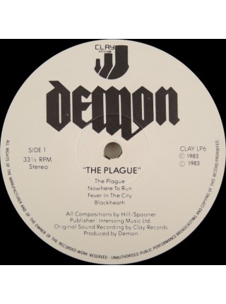 600048		Demon  – The Plague	"	Hard Rock, Prog Rock"	1983	"	Clay Records – CLAY LP 6"	EX+/EX+	England	Remastered	1983