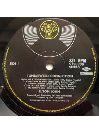 35007115		 Elton John – Tumbleweed Connection	" 	Rock, Folk"	Black, 180 Gram, Gatefold	1970	" 	Mercury – 5738306"	S/S	 Europe 	Remastered	30.06.2017