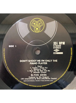 35007116		 Elton John – Don't Shoot Me I'm Only The Piano Player	" 	Pop Rock, Classic Rock"	Black, 180 Gram, Gatefold	1972	" 	DJM Records (2) – 5738309, Mercury – 5738309"	S/S	 Europe 	Remastered	21.7.2017