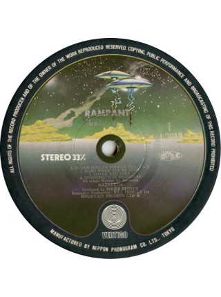 1403337	Nazareth - Rampant  (Re 1975)  Obi - копия	Hard Rock	1974	Vertigo – RJ-7018	NM/NM	Japan